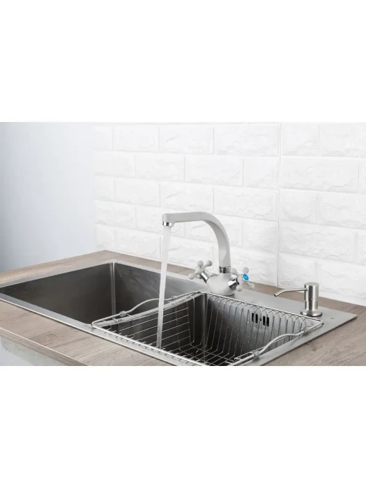 Смеситель Frap F5408-10, для кухни, поворотный излив, двухвентильный, светло-бежевый