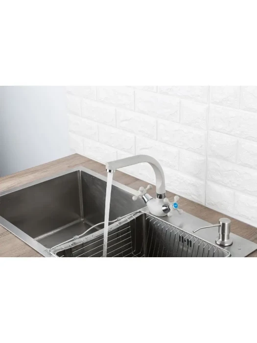 Смеситель Frap F5408-10, для кухни, поворотный излив, двухвентильный, светло-бежевый