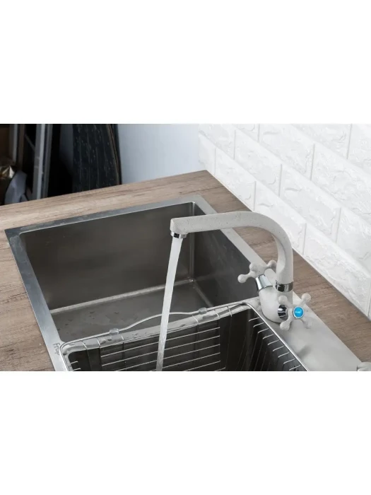 Смеситель Frap F5408-10, для кухни, поворотный излив, двухвентильный, светло-бежевый