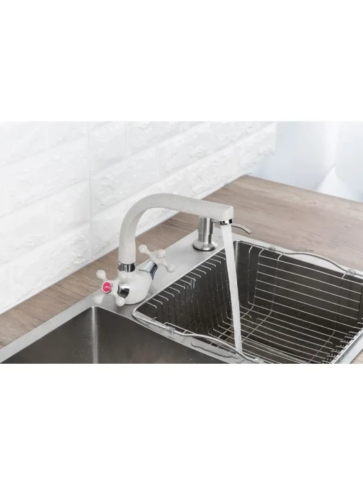 Смеситель Frap F5408-10, для кухни, поворотный излив, двухвентильный, светло-бежевый