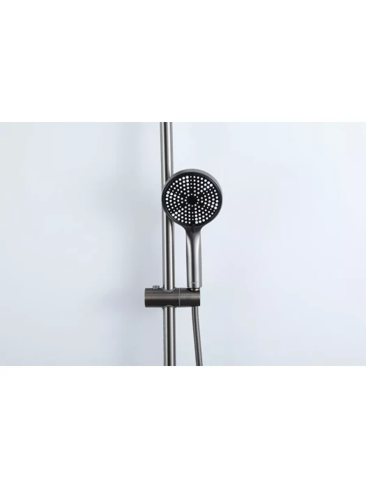 Душевая стойка со смесителем Frap F24807-9 с тропическим душем, цвет оружейная сталь