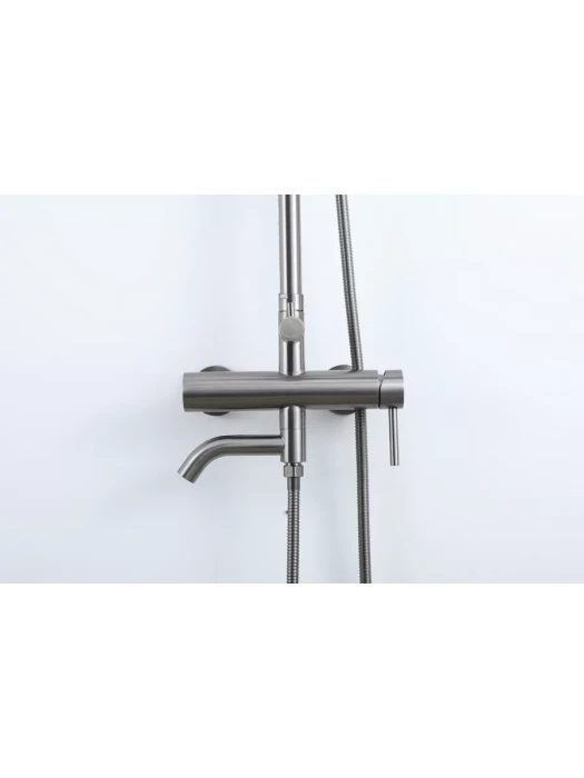 Душевая стойка со смесителем Frap F24807-9 с тропическим душем, цвет оружейная сталь