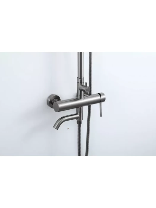 Душевая стойка со смесителем Frap F24807-9 с тропическим душем, цвет оружейная сталь