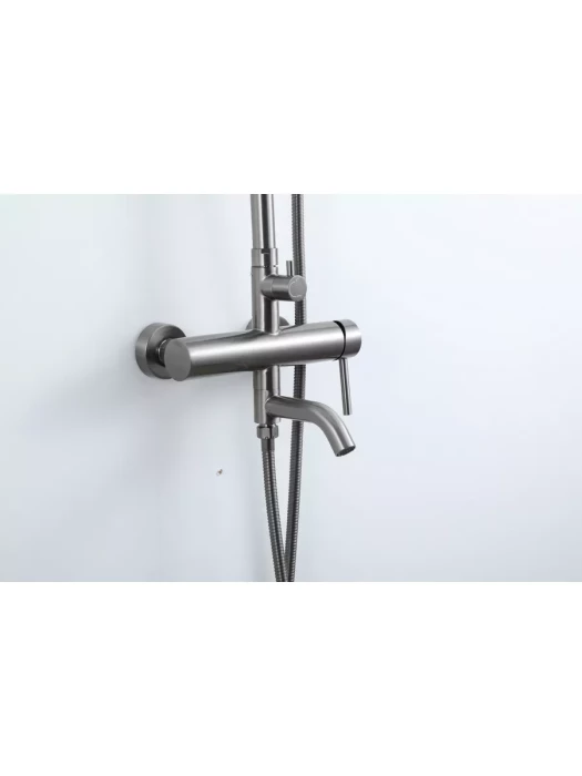 Душевая стойка со смесителем Frap F24807-9 с тропическим душем, цвет оружейная сталь