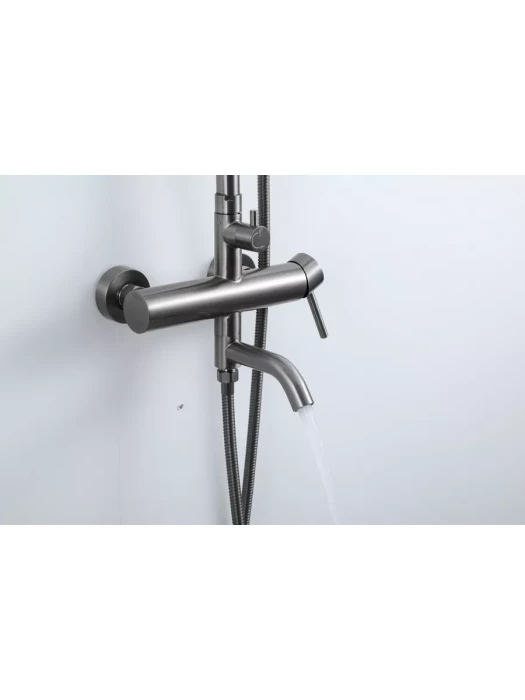 Душевая стойка со смесителем Frap F24807-9 с тропическим душем, цвет оружейная сталь