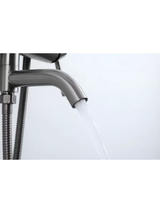 Душевая стойка со смесителем Frap F24807-9 с тропическим душем, цвет оружейная сталь