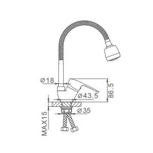 Смеситель для кухни с гибким изливом Frap F4302-B