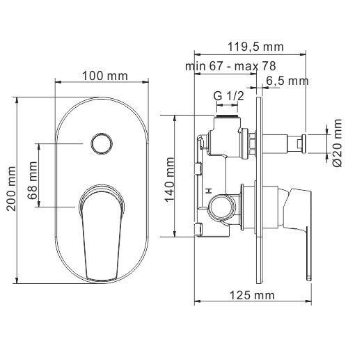 Смеситель для душа встраиваемый Wasserkraft Dill 6161