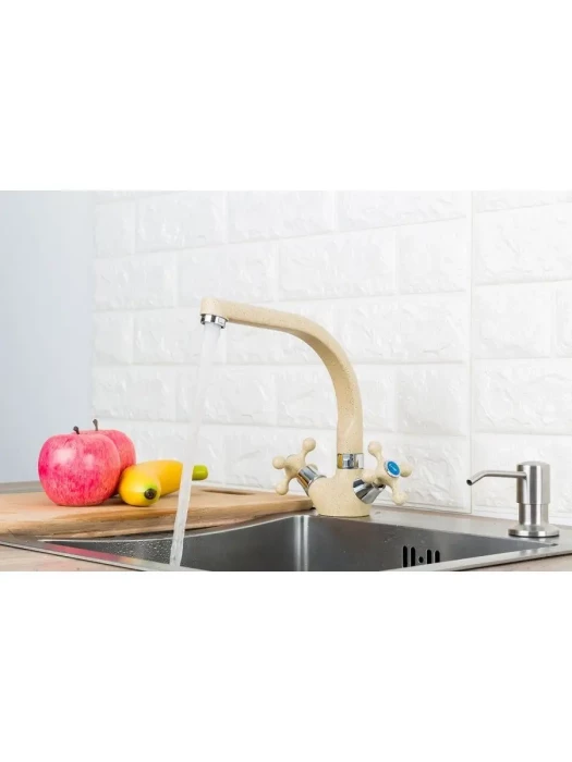 Смеситель для кухни Frap F5408-21, поворотный излив, бежевый