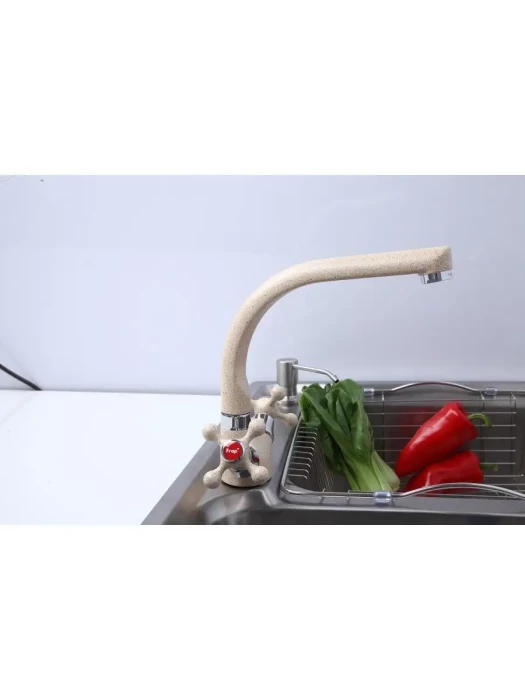 Смеситель для кухни Frap F5408-21, поворотный излив, бежевый