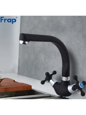 Смеситель Frap F5408-7, для кухни, поворотный излив, двухвентильный, черный