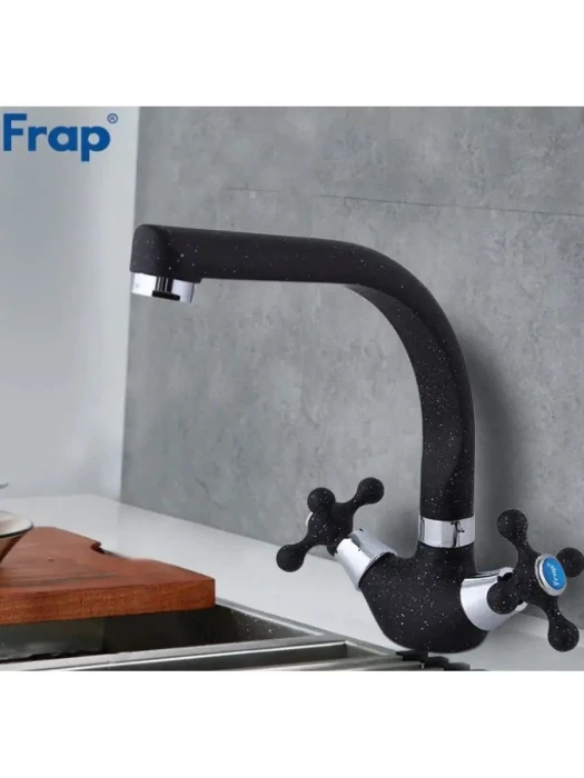 Смеситель Frap F5408-7, для кухни, поворотный излив, двухвентильный, черный