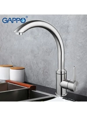 Смеситель для кухни Gappo G4099 однорычажный, нержавеющая сталь, сатин