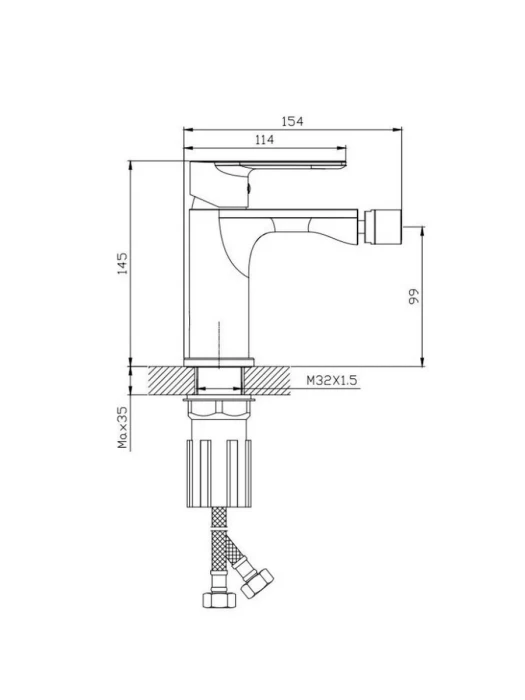 Смеситель для биде "Splenka" S05.50, рычажное управление, латунь