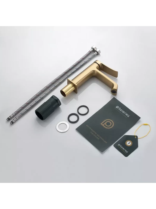 Смеситель Splenka S31.10.03, для раковины, латунь, цвет сатиновое золото