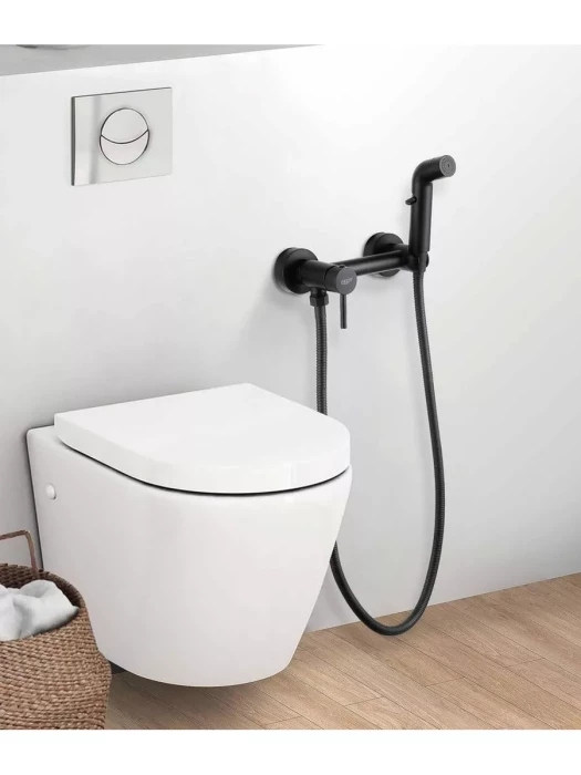 Смеситель гигиенический R7503-6, вертикальный, с держателем, черный
