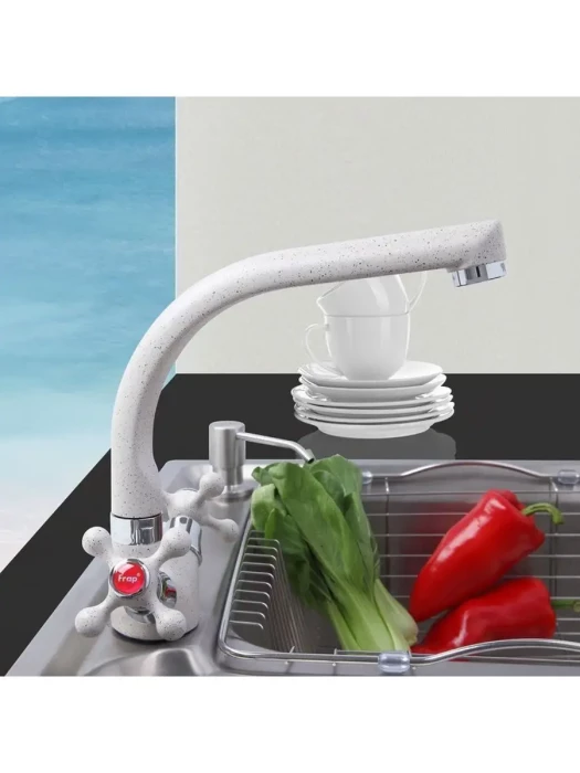 Смеситель для кухни Frap F5408-8, поворотный излив, матовый белый