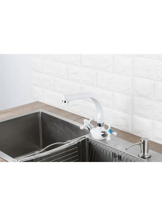 Смеситель для кухни Frap F5408-8, поворотный излив, матовый белый