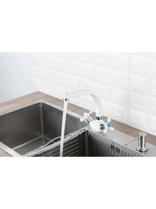 Смеситель для кухни Frap F5408-8, поворотный излив, матовый белый