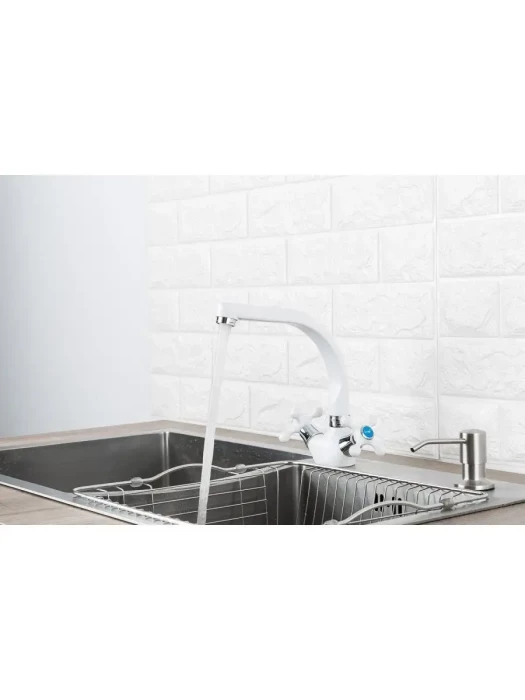 Смеситель для кухни Frap F5408-8, поворотный излив, матовый белый
