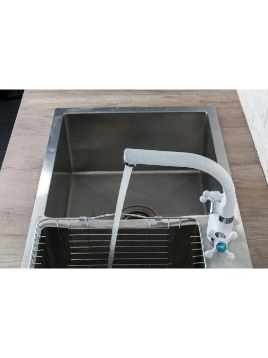 Смеситель для кухни Frap F5408-8, поворотный излив, матовый белый