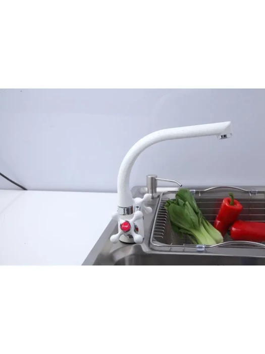 Смеситель для кухни Frap F5408-8, поворотный излив, матовый белый