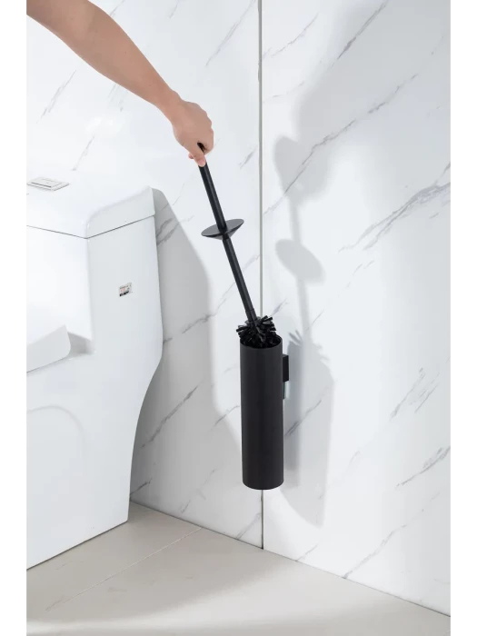 Ершик для унитаза Gappo G903-6 с крышкой, напольный, настенный, металл, чёрный