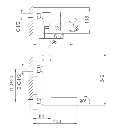 Смеситель для ванны с душем Frap H84 F3284-6, латунь в черном цвете