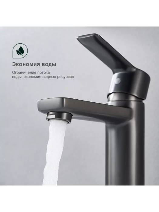 Смеситель Splenka S06.10.09, латунь, для раковины, аэратор, графитовый