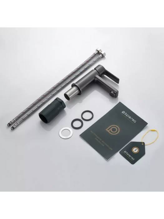 Смеситель Splenka S06.10.09, латунь, для раковины, аэратор, графитовый