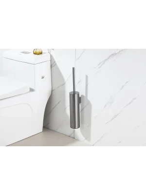 Ершик для унитаза Gappo G903-9 с крышкой, напольный, настенный, металл, оружейная сталь