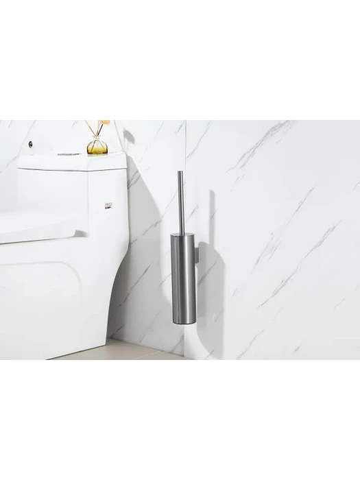 Ершик для унитаза Gappo G903-9 с крышкой, напольный, настенный, металл, оружейная сталь