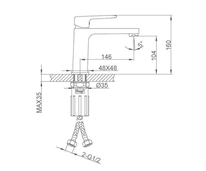 Смеситель Frap H89 F1089, для раковины, латунь, PVD-покрытие, хром