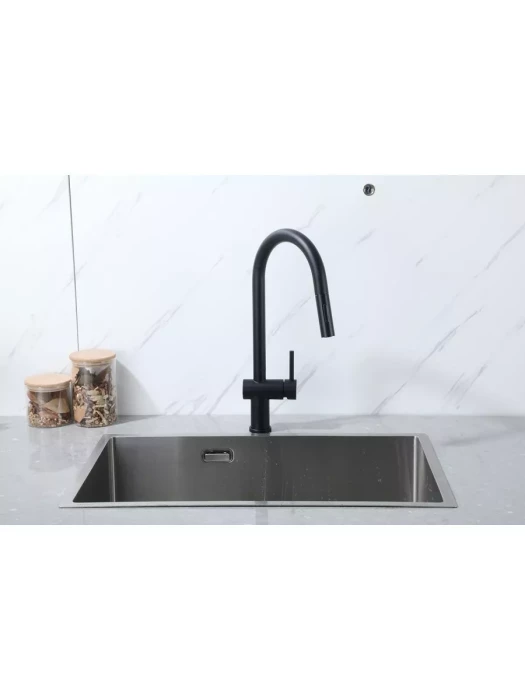 Смеситель Frap F60807-6, для кухни, с выдвижной лейкой, нержавеющая сталь, сатин