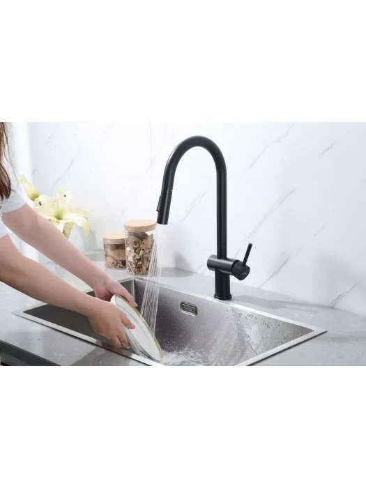 Смеситель Frap F60807-6, для кухни, с выдвижной лейкой, нержавеющая сталь, сатин