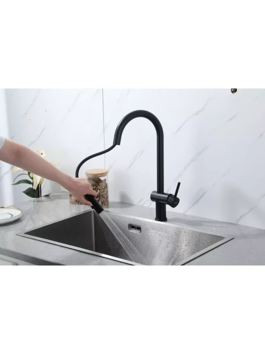 Смеситель Frap F60807-6, для кухни, с выдвижной лейкой, нержавеющая сталь, сатин