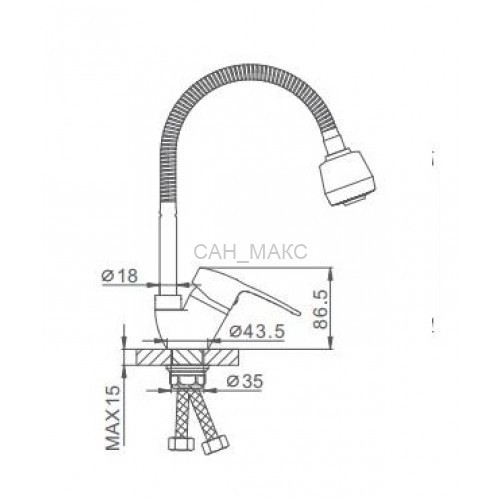 Смеситель для кухни с гибким изливом Frap F43701-B