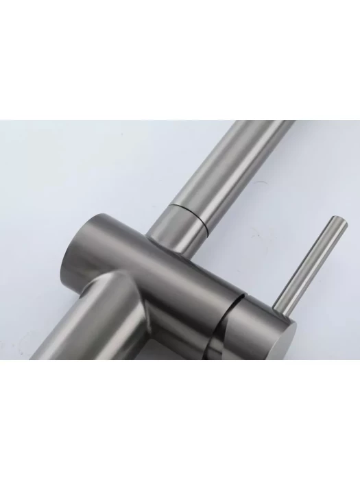Смеситель Frap F60807-9, для кухни, с выдвижной лейкой, нержавеющая сталь, цвет оружейной стали