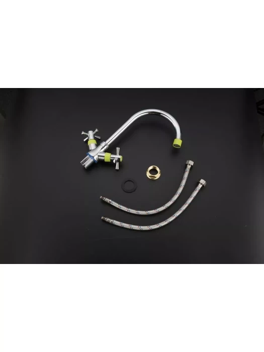 Смеситель Frud R49118-6, для кухни, поворотный, вентильный, зеленый