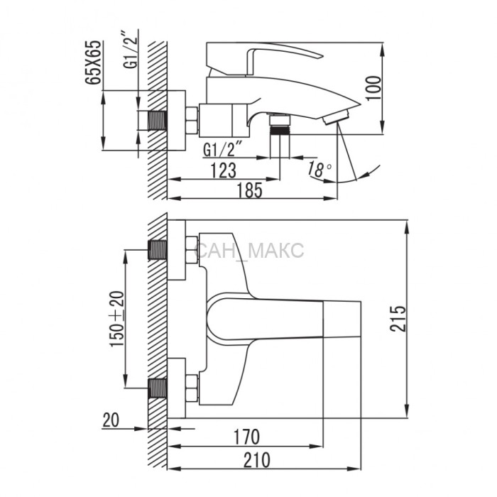 Смеситель для ванны IDDIS Vane комплектный (YA23177C)