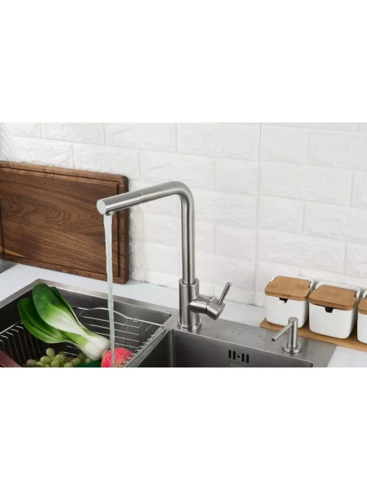 Смеситель Frap F60899, для кухни, с выдвижной лейкой, нержавеющая сталь, сатин