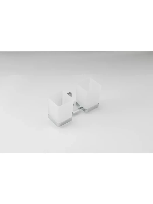 Стаканы для зубных щеток Gappo G0708, 2 отделения, стекло, латунь, хром