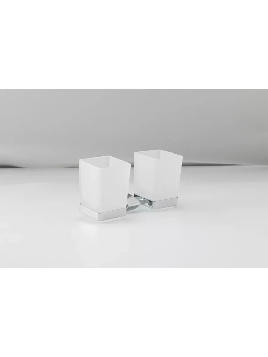 Стаканы для зубных щеток Gappo G0708, 2 отделения, стекло, латунь, хром