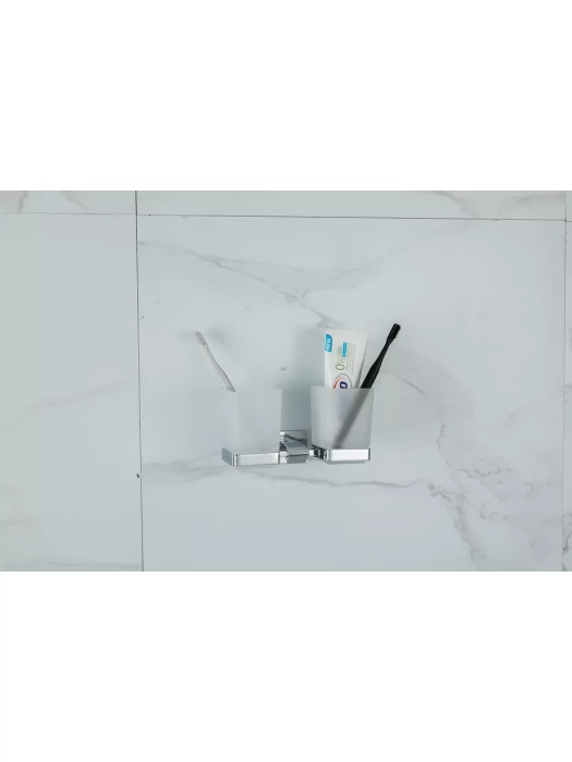 Стаканы для зубных щеток Gappo G0708, 2 отделения, стекло, латунь, хром