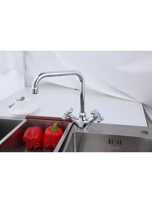 Смеситель Frap F4019, для кухни, ретро, силумин, глянцевый, хром