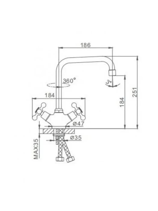 Смеситель Frap F4019, для кухни, ретро, силумин, глянцевый, хром
