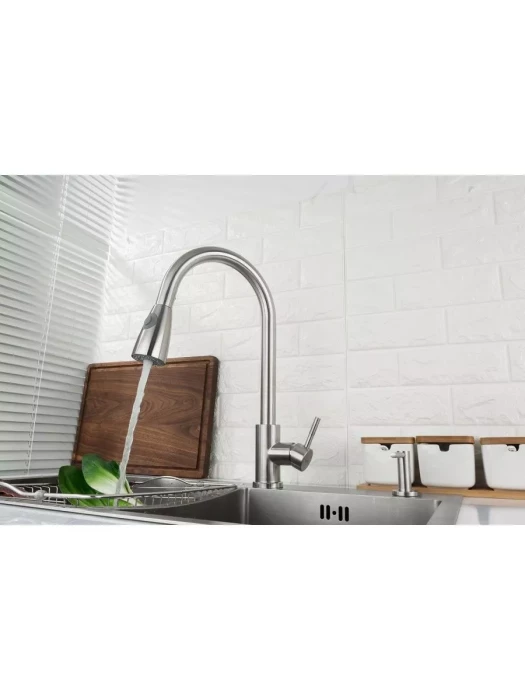 Смеситель Frap F60899-1, для кухни, с выдвижной лейкой, нержавеющая сталь, сатин
