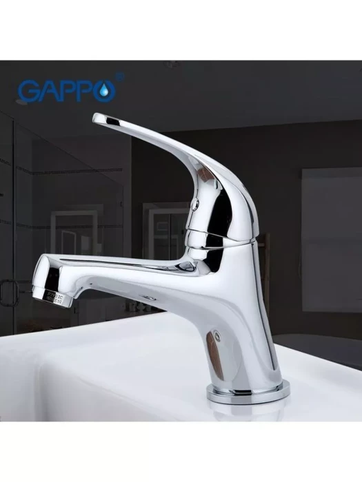 Смеситель для раковины низкий Gappo G1035, латунь в цвете хром