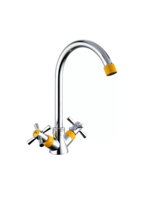 Смеситель Frud R49118-9, для кухни, поворотный, вентильный, желтый