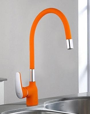 Смеситель для кухни с гибким изливом Frap F4453-02 Оранжевый